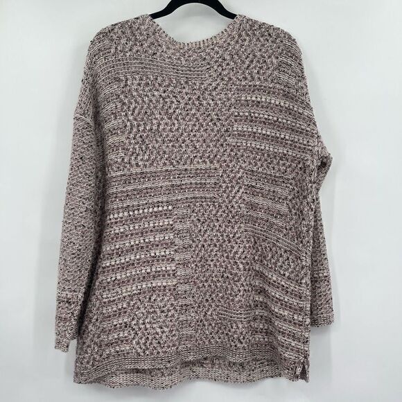 Pure Jill Red White Textured Knit Long Sleeve Crew Neck Pullover Sweater Large - Picture 6 of 6